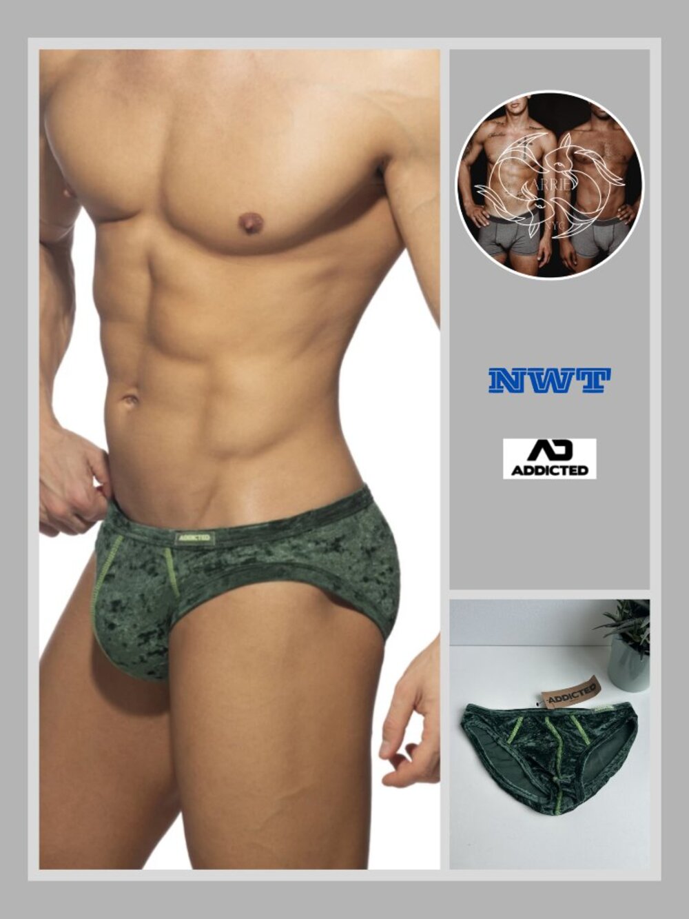 Addicted - Velvet Shady Bikini Brief - Green (M)
